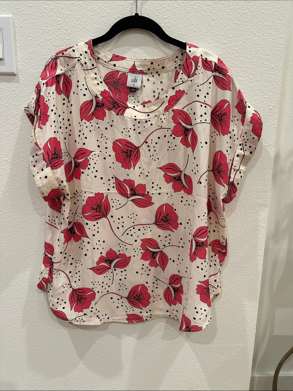 CAbi Blouse with Pink Floral Print